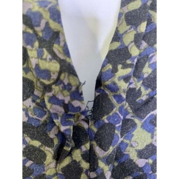 Splendid V-Neck Popover Top S Snakeskin Print Rayon Blouse Long Sleeve Blue Gree - Picture 5 of 8